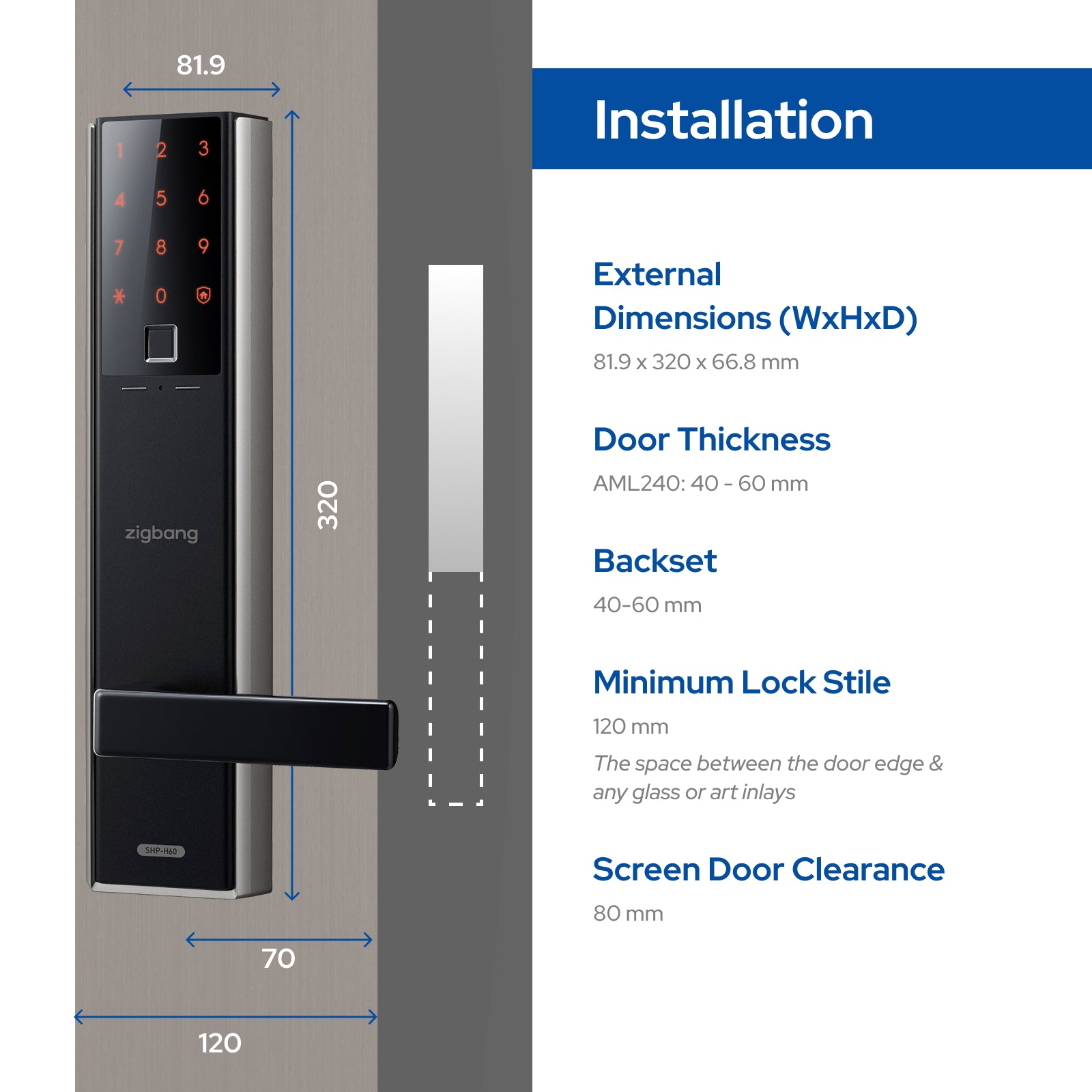 Zigbang ( Previously Samsung ) SHP‑H60F Stylish Handle Smart Lock