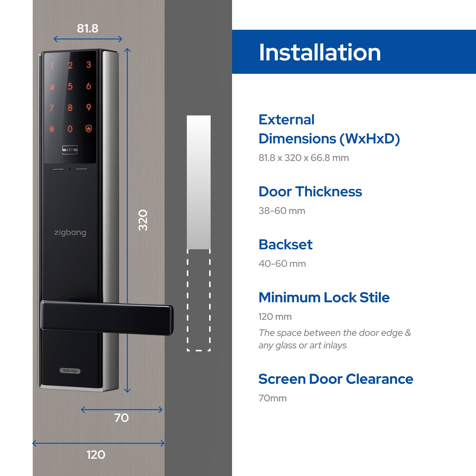 Zigbang ( Previously Samsung ) SHP‑H60R Premium Handle Smart Lock (Wi‑Fi)