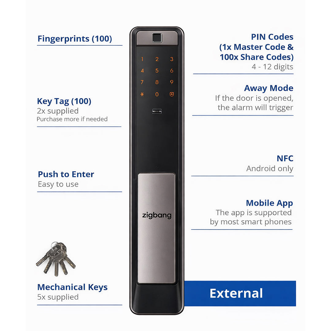 Zigbang (Previously Samsung) SHP-DP609 Premium Push-Pull Lock