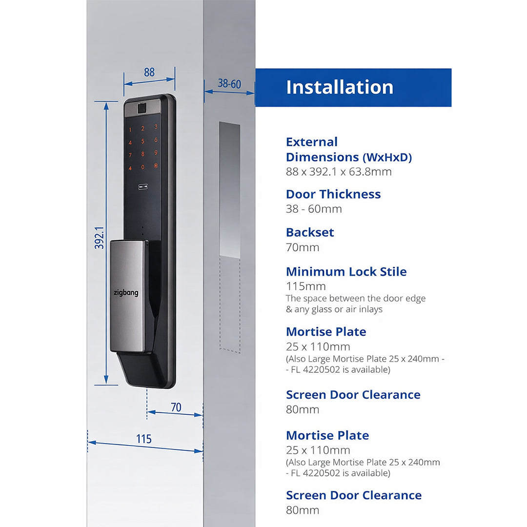 Zigbang (Previously Samsung) SHP-DP609 Premium Push-Pull Lock