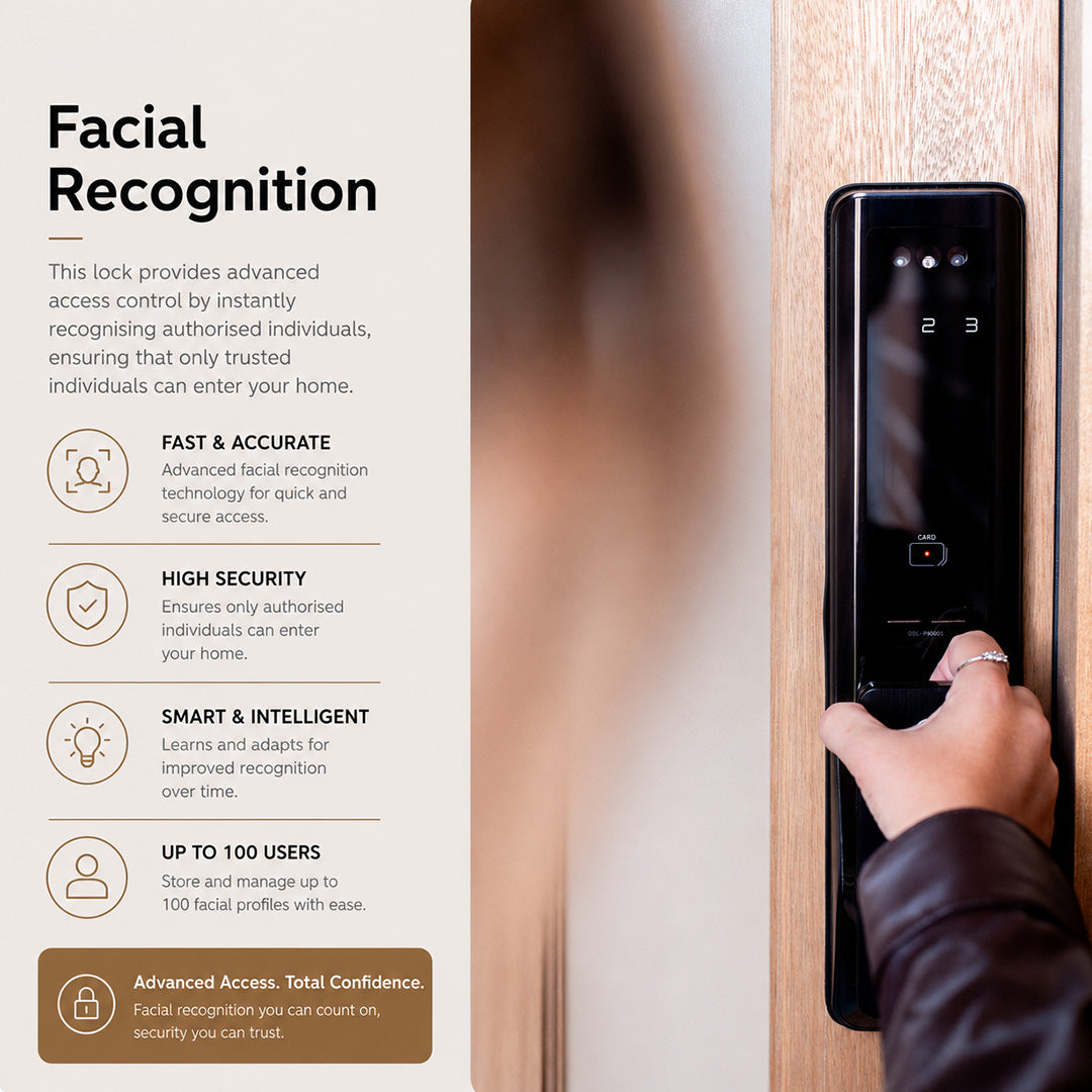 DDL‑P6006S Advanced Biometric Smart Lock – 3D Facial Recognition & Australian Voice Prompts